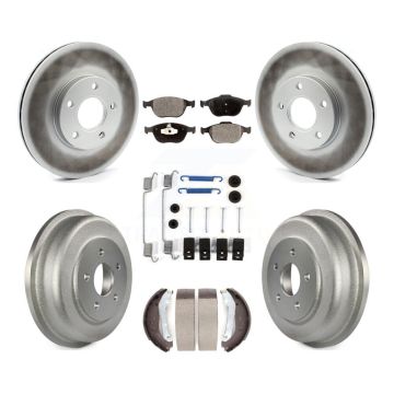 Front Rear Coat Brake Rotor Ceramic Pad Drum Kit (7Pc) For 2010-2013 Ford Transit Connect KGT-101804