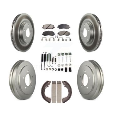 Front Rear Coated Brake Rotor Ceramic Pad & Drum Kit (7Pc) For Jeep Patriot Compass Dodge KGT-101806