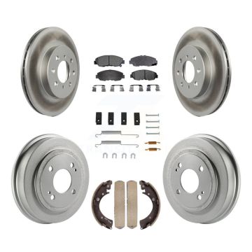 Front Rear Coated Disc Brake Rotors Ceramic Pad & Drum Kit (7Pc) For Honda Civic Acura EL KGT-101809