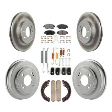Front Rear Coated Disc Brake Rotor Ceramic Pad And Drum Kit (7Pc) For 2007-2008 Honda Fit KGT-101811