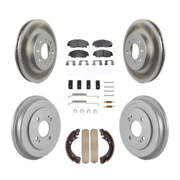 Front Rear Coated Disc Brake Rotors Ceramic Pads And Drum Kit (7Pc) For Honda Civic KGT-101813