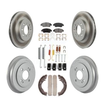 Front Rear Coated Disc Brake Rotors Ceramic Pads And Drum Kit (7Pc) For Honda Fit KGT-101814