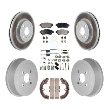 Front Rear Coat Disc Brake Rotors Ceramic Pad Drum Kit (7Pc) For Toyota Corolla Geo Prizm KGT-101818