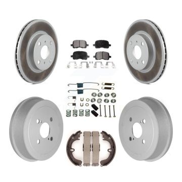 Front Rear Coated Disc Brake Rotors Ceramic Pads And Drum Kit (7Pc) For Toyota Corolla KGT-101819