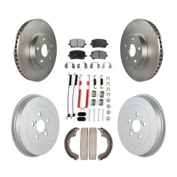 Front Rear Coated Brake Rotor Ceramic Pad & Drum Kit (7Pc) For Toyota Matrix Pontiac Vibe KGT-101822