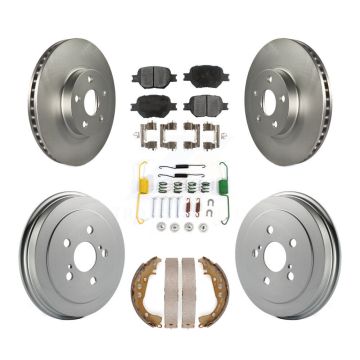 Front Rear Coated Disc Brake Rotors Ceramic Pads And Drum Kit (7Pc) For Toyota Celica KGT-101823