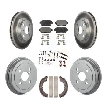 Front Rear Coated Disc Brake Rotor Ceramic Pad & Drum Kit (7Pc) For 2001-2005 Toyota Echo KGT-101826