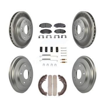 Front Rear Coated Disc Brake Rotors Ceramic Pads And Drum Kit (7Pc) For Honda Civic KGT-101828