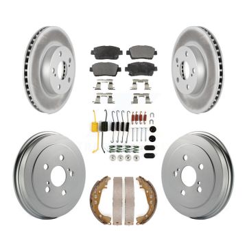 Front Rear Coated Disc Brake Rotors Ceramic Pad Drum Kit (7Pc) For 2004-2007 Toyota Prius KGT-101831