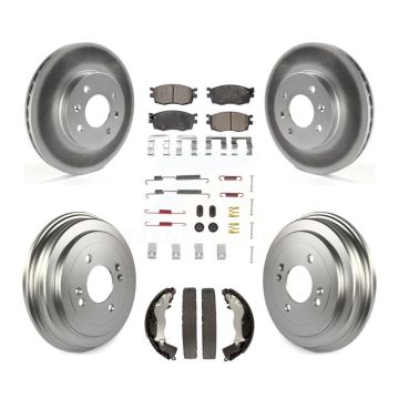 Front Rear Coated Brake Rotors Ceramic Pad Drum Kit (7Pc) For Hyundai Accent Kia Rio Rio5 KGT-101833