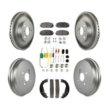 Front Rear Coated Disc Brake Rotors Ceramic Pads And Drum Kit (7Pc) For Toyota Yaris KGT-101834
