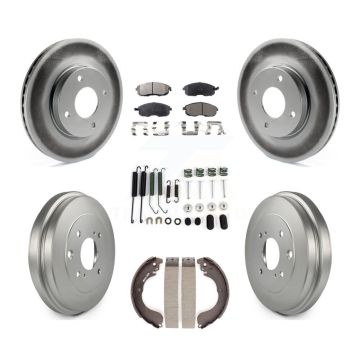 Front Rear Coat Disc Brake Rotors Ceramic Pad Drum Kit (7Pc) For Nissan Versa Sentra Cube KGT-101835