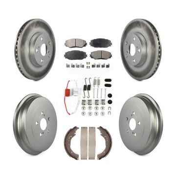 Front Rear Coated Disc Brake Rotors Ceramic Pads And Drum Kit (7Pc) For Toyota Corolla KGT-101836