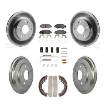 Front Rear Coated Disc Brake Rotors Ceramic Pads And Drum Kit (7Pc) For Honda Civic KGT-101839