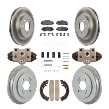 Front Rear Coated Disc Brake Rotors Ceramic Pads And Drum Kit (9Pc) For Honda Civic KGT-101853