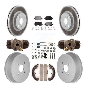 Front Rear Coated Disc Brake Rotors Ceramic Pad Drum Kit (9Pc) For Toyota Corolla Non-ABS KGT-101860