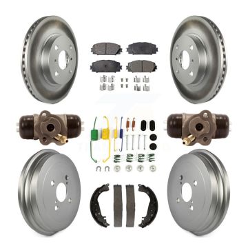 Front Rear Coated Disc Brake Rotors Ceramic Pads And Drum Kit (9Pc) For Toyota Yaris KGT-101866