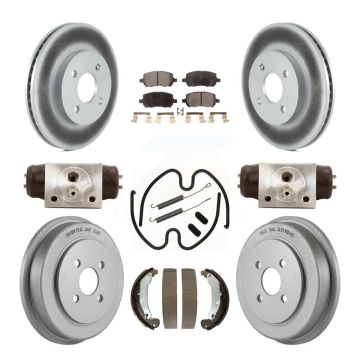 Front Rear Coated Disc Brake Rotors Ceramic Pads And Drum Kit (9Pc) For 2003 Saturn Ion KGT-101872