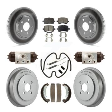 Front Rear Coated Disc Brake Rotors Ceramic Pads And Drum Kit (9Pc) For Pontiac Pursuit KGT-101875