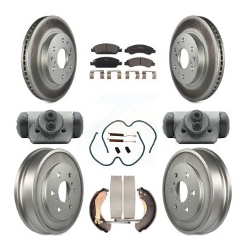 Front Rear Coated Brake Rotor Ceramic Pad Drum Kit (9Pc) For Chevrolet Silverado 1500 GMC KGT-101877