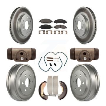 Front Rear Coated Brake Rotor Ceramic Pad Drum Kit (9Pc) For Chevrolet Silverado 1500 GMC KGT-101878