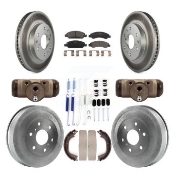 Front Rear Coat Disc Brake Rotor Ceramic Pad Drum Kit (9Pc) For GMC Sierra 1500 Chevrolet KGT-101879