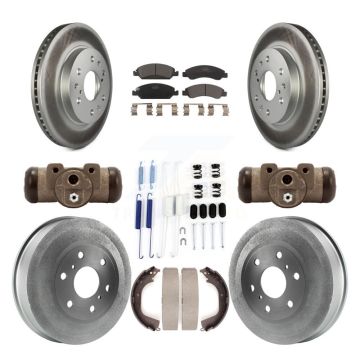 Front Rear Coat Disc Brake Rotor Ceramic Pad Drum Kit (9Pc) For GMC Sierra 1500 Chevrolet KGT-101880