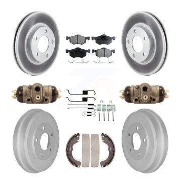 Front Rear Coat Disc Brake Rotor Ceramic Pad Drum Kit (9Pc) For Ford Escape Mazda Tribute KGT-101886