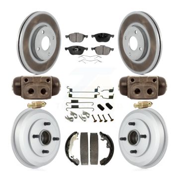 Front Rear Coated Disc Brake Rotors Ceramic Pads And Drum Kit (9Pc) For Ford Focus KGT-101888