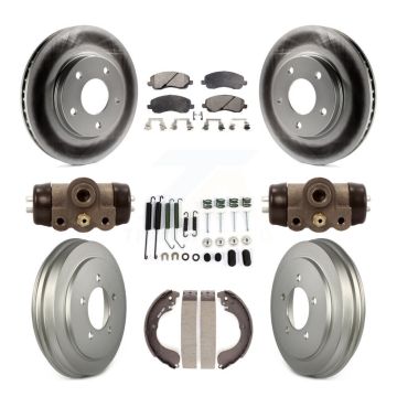 Front Rear Coated Disc Brake Rotors Ceramic Pads And Drum Kit (9Pc) For Dodge Caliber KGT-101891