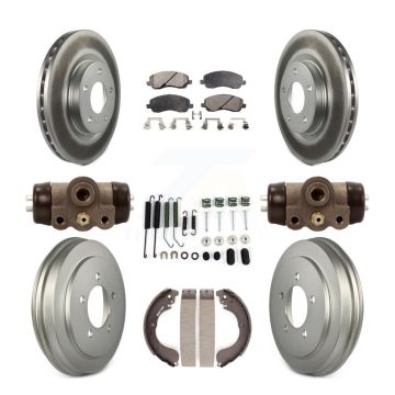Front Rear Coated Brake Rotor Ceramic Pad & Drum Kit (9Pc) For Jeep Patriot Compass Dodge KGT-101892