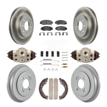 Front Rear Coated Disc Brake Rotors Ceramic Pads And Drum Kit (9Pc) For Honda Insight KGT-101893