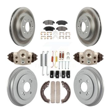 Front Rear Coated Disc Brake Rotors Ceramic Pads And Drum Kit (9Pc) For Honda Fit KGT-101894