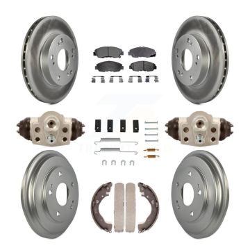 Front Rear Coated Disc Brake Rotors Ceramic Pads And Drum Kit (9Pc) For Honda Civic KGT-101896