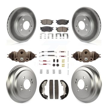 Front Rear Coated Brake Rotors Ceramic Pad Drum Kit (9Pc) For Hyundai Accent Kia Rio Rio5 KGT-101898