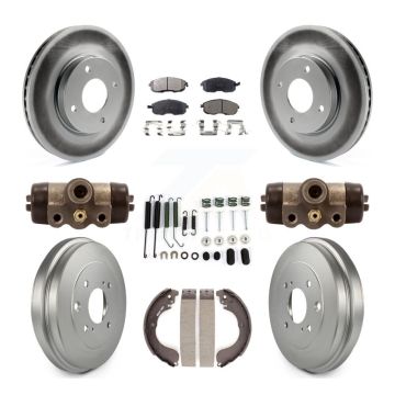 Front Rear Coat Disc Brake Rotors Ceramic Pad Drum Kit (9Pc) For Nissan Versa Sentra Cube KGT-101899