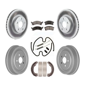 Front Rear Coated Disc Brake Rotors Ceramic Pad And Drum Kit (7Pc) For Chevrolet Cavalier KGT-101900