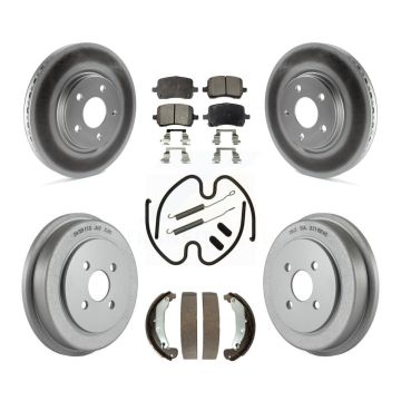 Front Rear Coated Disc Brake Rotors Ceramic Pads And Drum Kit (7Pc) For Pontiac Pursuit KGT-101903