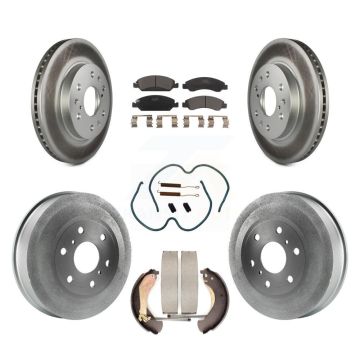 Front Rear Coated Brake Rotor Ceramic Pad Drum Kit (7Pc) For Chevrolet Silverado 1500 GMC KGT-101906