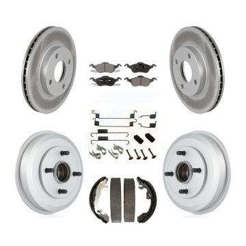 Front Rear Coated Disc Brake Rotors Ceramic Pads And Drum Kit (7Pc) For Ford Focus KGT-101911