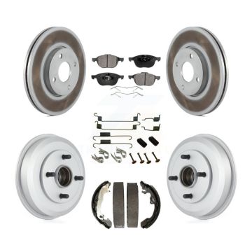 Front Rear Coated Disc Brake Rotors Ceramic Pads And Drum Kit (7Pc) For Ford Focus KGT-101912