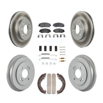 Front Rear Coated Disc Brake Rotors Ceramic Pads And Drum Kit (7Pc) For Honda Insight KGT-101915