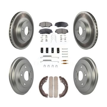 Front Rear Coated Disc Brake Rotors Ceramic Pads And Drum Kit (7Pc) For Honda Civic KGT-101917