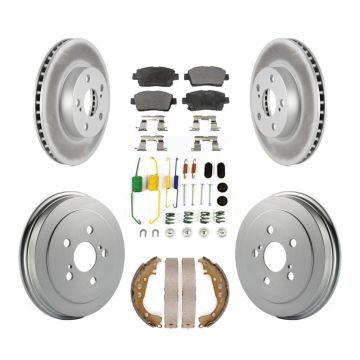Front Rear Coated Disc Brake Rotors Ceramic Pads And Drum Kit (7Pc) For 2008 Toyota Prius KGT-101920