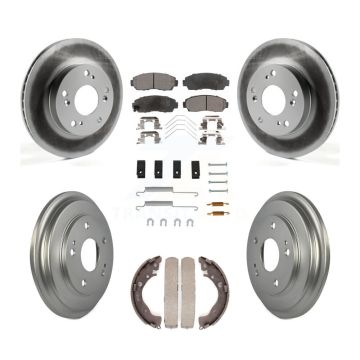 Front Rear Coated Disc Brake Rotors Ceramic Pads And Drum Kit (7Pc) For Honda Civic KGT-101924