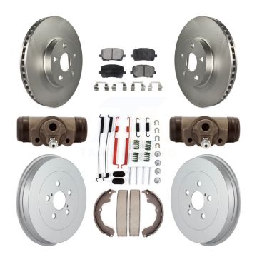 Front Rear Coated Brake Rotor Ceramic Pad & Drum Kit (9Pc) For Toyota Matrix Pontiac Vibe KGT-101950