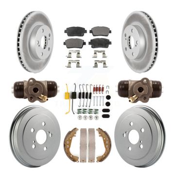 Front Rear Coated Disc Brake Rotors Ceramic Pad Drum Kit (9Pc) For 2004-2007 Toyota Prius KGT-101954