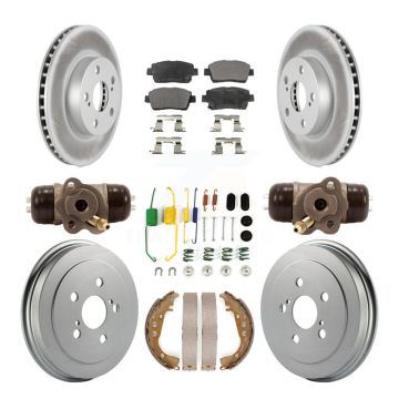 Front Rear Coated Disc Brake Rotors Ceramic Pads And Drum Kit (9Pc) For 2008 Toyota Prius KGT-101955