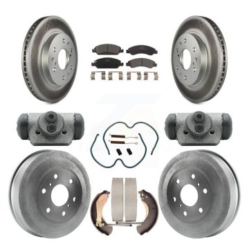 Front Rear Coated Brake Rotor Ceramic Pad Drum Kit (9Pc) For Chevrolet Silverado 1500 GMC KGT-101958