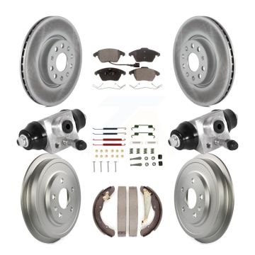 Front Rear Coated Disc Brake Rotors Ceramic Pads And Drum Kit (9Pc) For Volkswagen Jetta KGT-101967